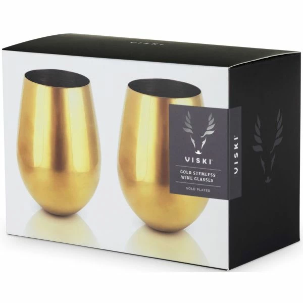 Viski Gold Stemless Wine Glasses (Set Of 2) - Image 3