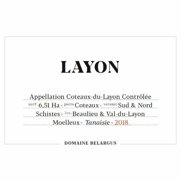 Domaine Belargus Layon Coteaux Du Layon Moelleux (375ML Half-bottle) 2018