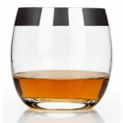 Viski Chrome Rim Crystal Tumblers (Set Of 2)