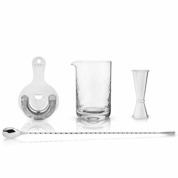 Viski 4-Piece Crystal & Stainless Steel Barware Set - Image 2