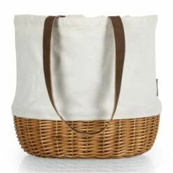 Picnic Time Canvas And Willow Basket Tote